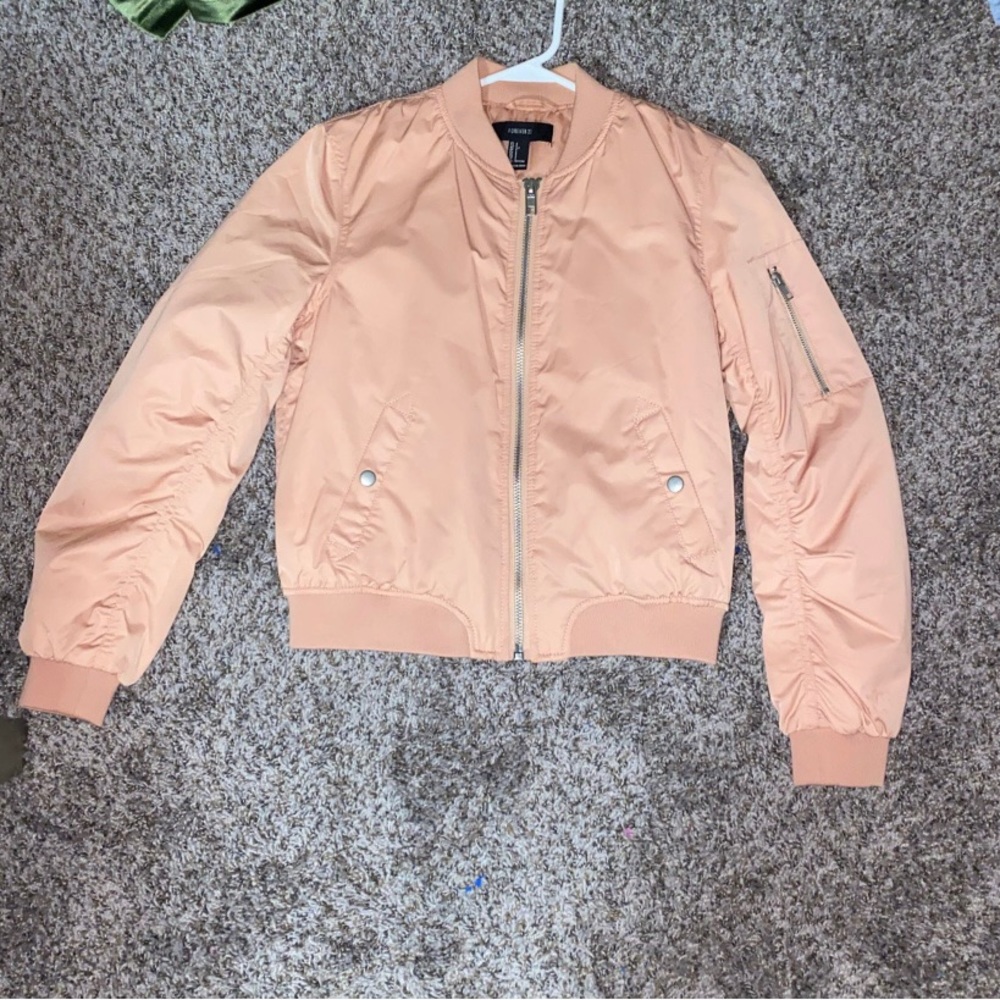 Forever 21 light pink nylon bomber jacket